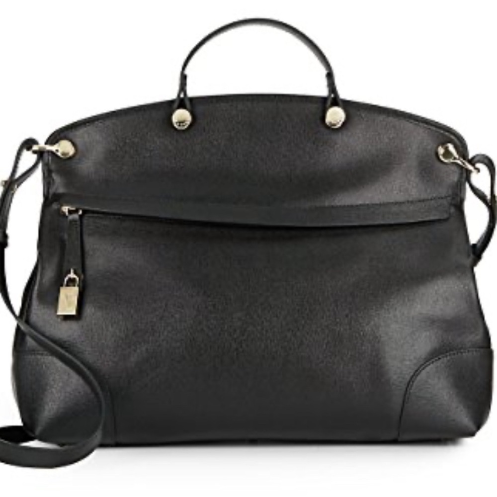 Authentic FURLA Nikole Leather Satchel Onyx Size L